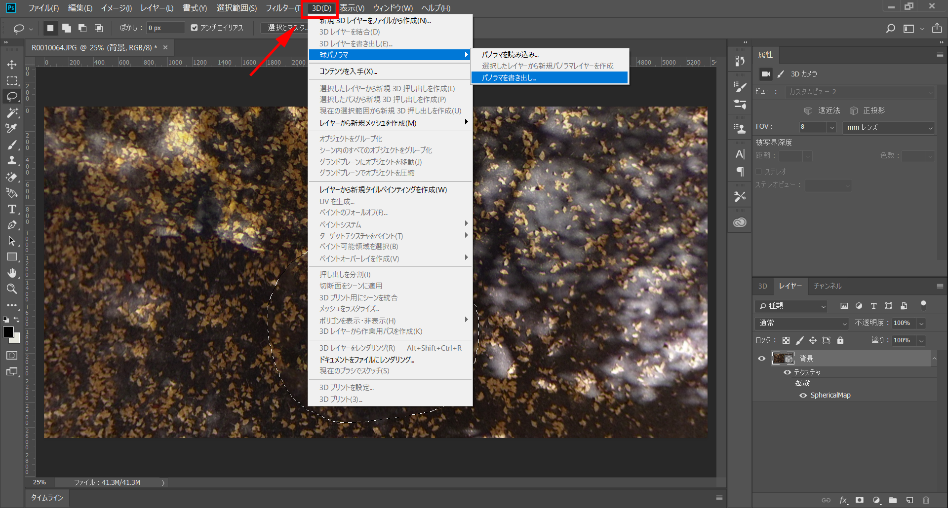 360度パノラマ写真の底辺に写った三脚スタンドや撮影人物を消す方法 Adobe Photoshop Vr360 Work
